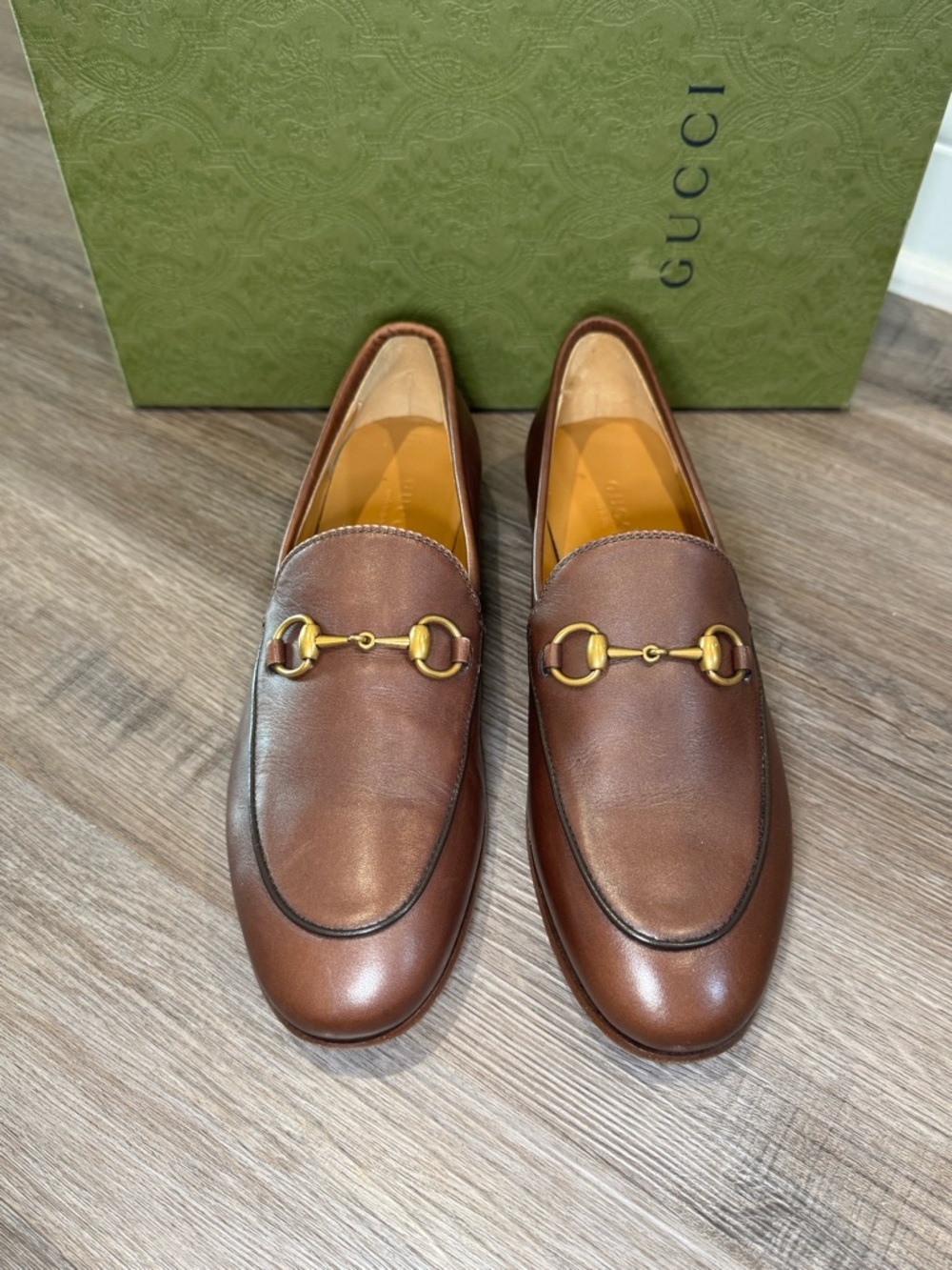 Gucci Jordaan Horsebit Leather Loafers in Brown - Picture 2 of 16
